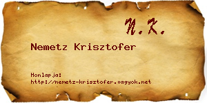 Nemetz Krisztofer névjegykártya